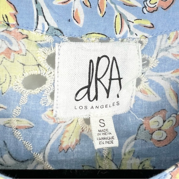 dRA Anthropologie Yara Blue Eyelet Floral Dress Sz S - Picture 4 of 16